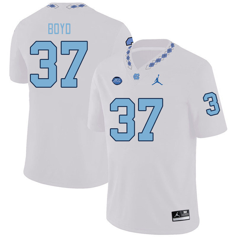 Men #37 Liam Boyd North Carolina Tar Heels College Football Jerseys Stitched Sale-White